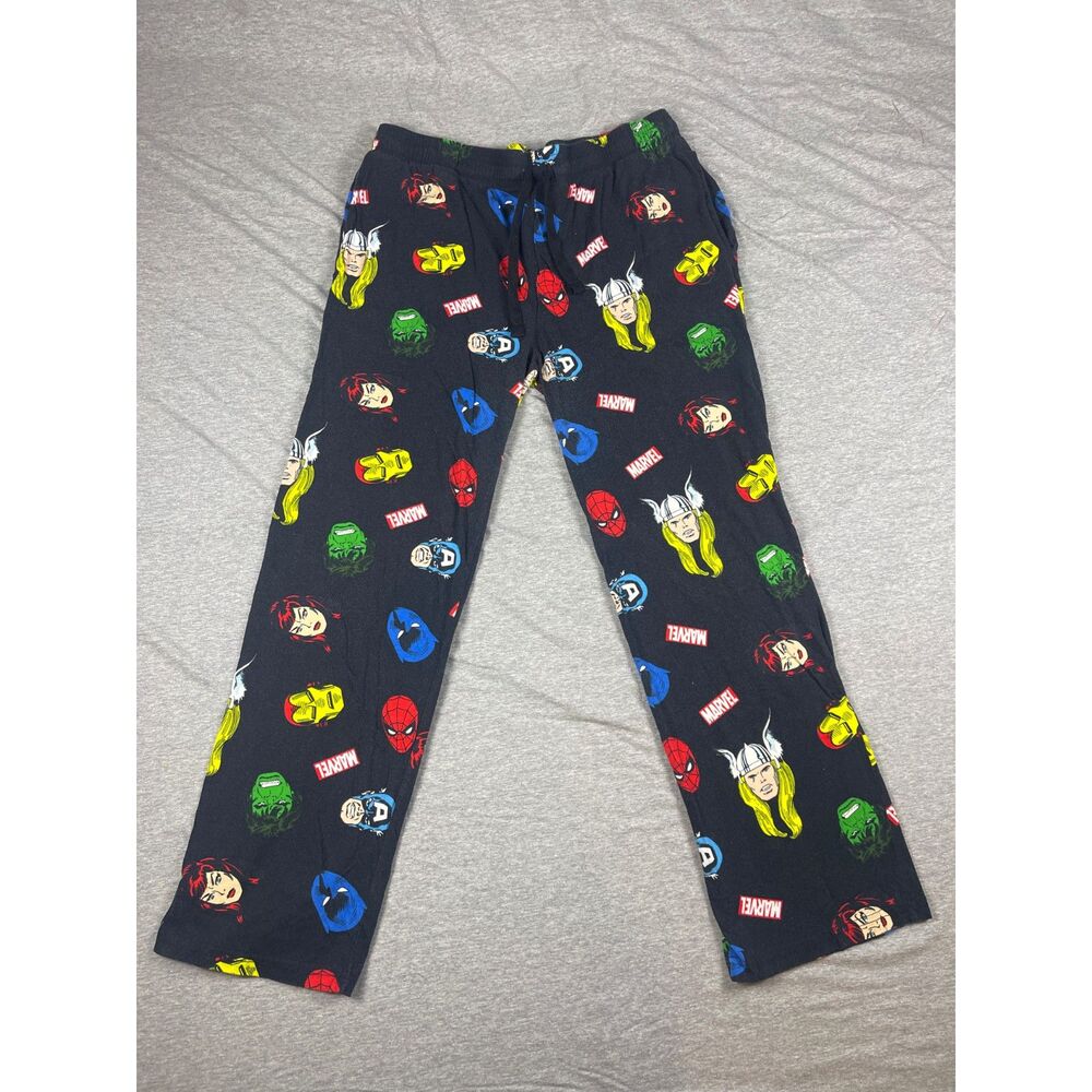 Marvel Comics Avengers Superheroes Pajama Lounge Pants Unisex Size Large Black